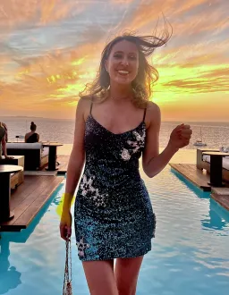 Patbo Mykonos Sequin Mini Dress Blue Ombre Size 6 for rent on The Volte - image 3