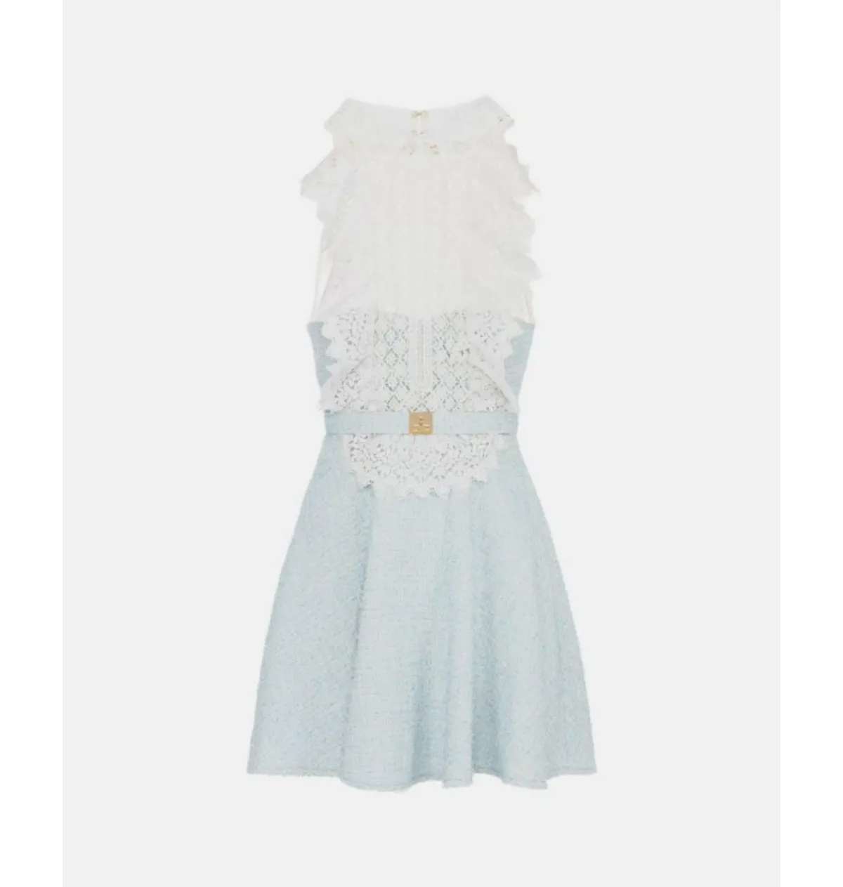 Elisabetta Franchi Lace Neck Short Dress Blue Size 0 / AU 6, Italian 38 - Image 5
