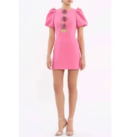 Rebecca Vallance Aubree Flower Mini Dress in Rose Size AU 12 for rent on The Volte - image 1