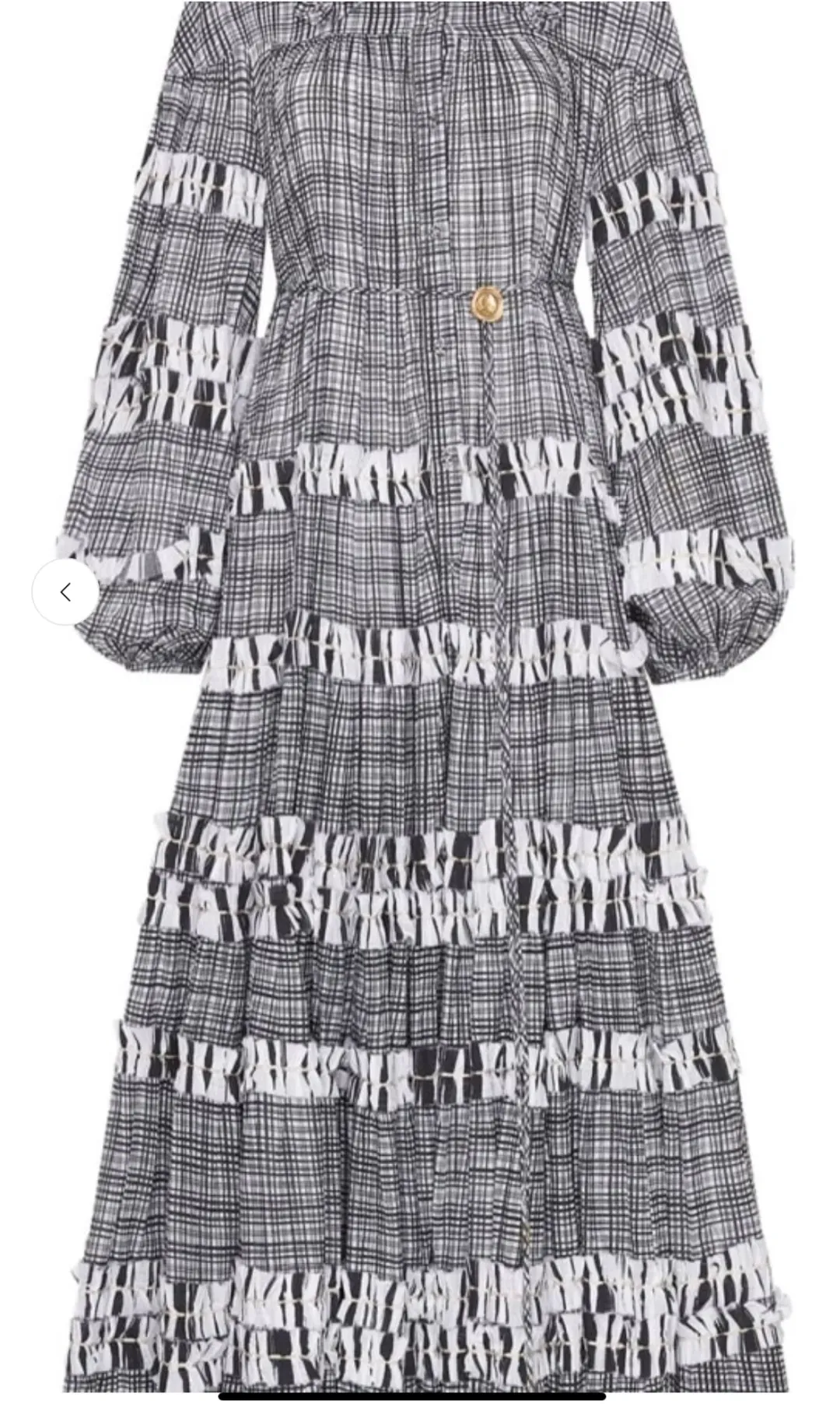 Aje Memento Tiered Midi Dress black & white Check Size AU 10 fit 14 for rent on The Volte - main image