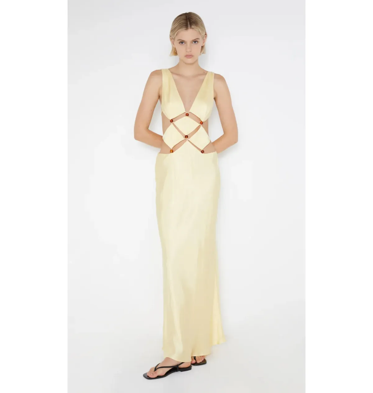 Bec & Bridge Agathe Diamond Dress Butter Yellow Size AU 6 - Image 1