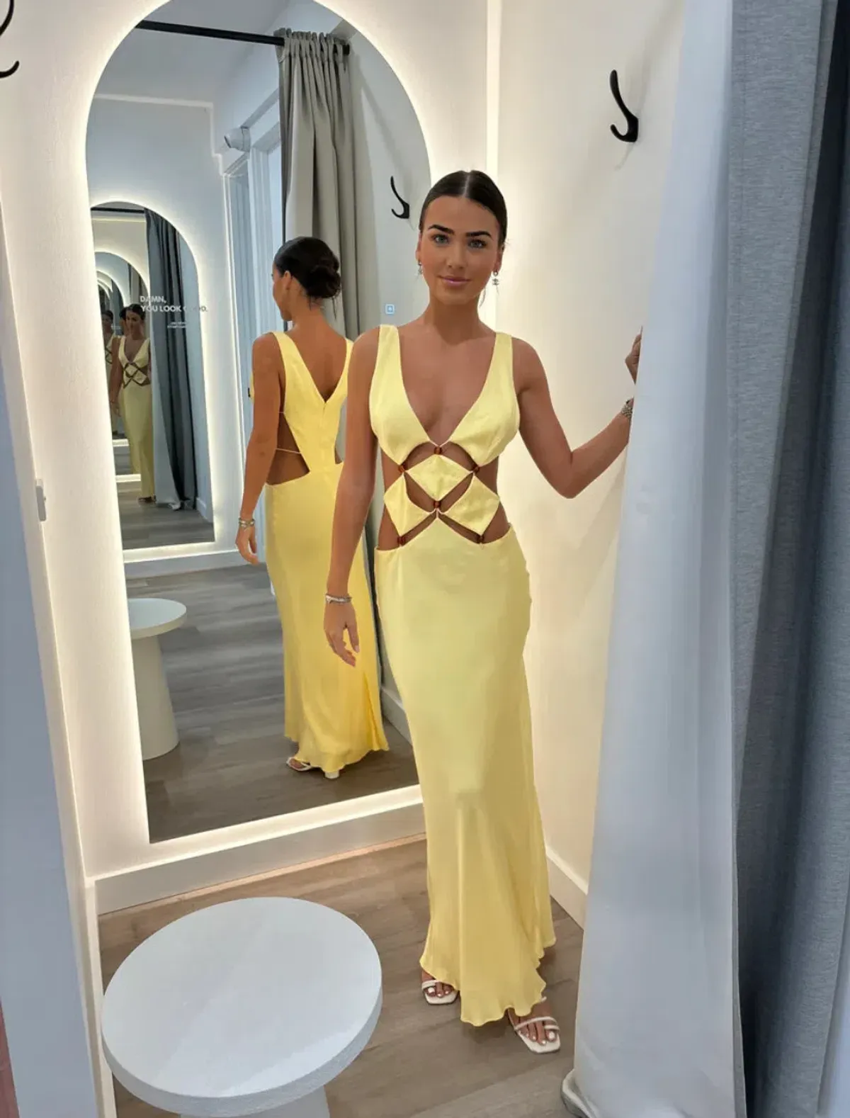 Bec & Bridge Agathe Diamond Dress Butter Yellow Size AU 6 - Image 3
