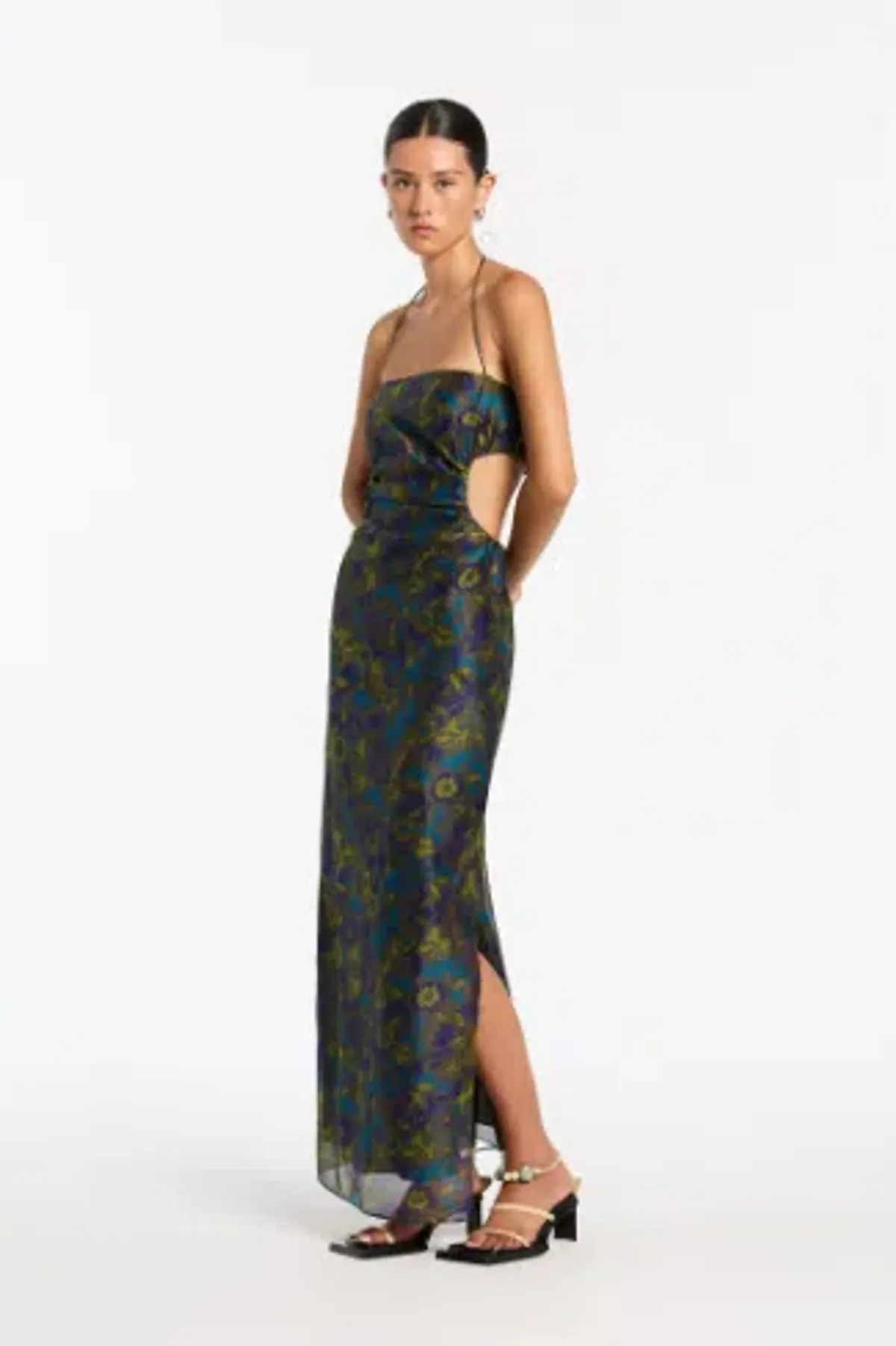 Sir The Label Valerio Tie Halter Midi Dress Print Size 1 / AU 8 - Image 5