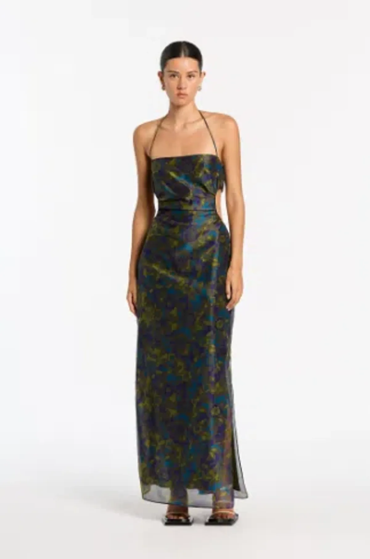 Sir The Label Valerio Tie Halter Midi Dress Print Size 1 / AU 8 - Image 4