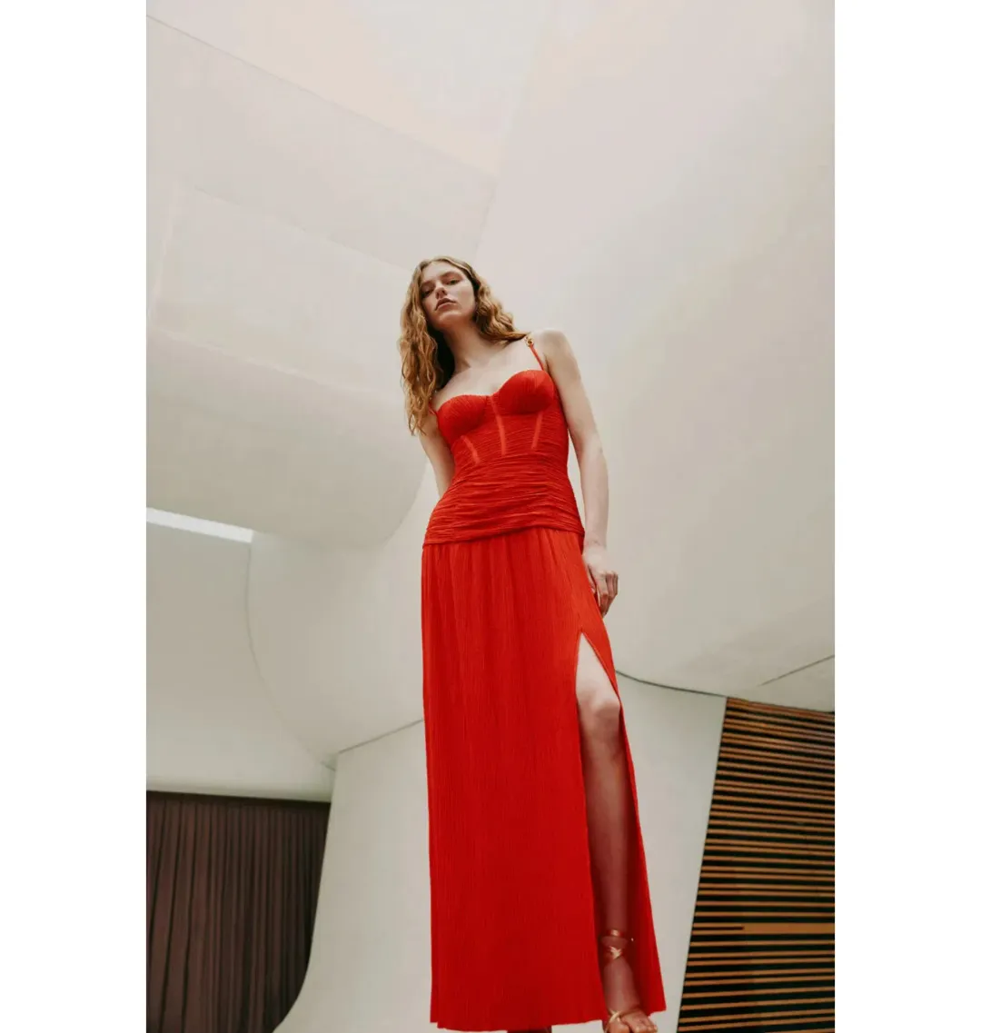 Manning Cartell Double Time Pleat Maxi Dress in Red Size AU 8 for rent on The Volte - main image