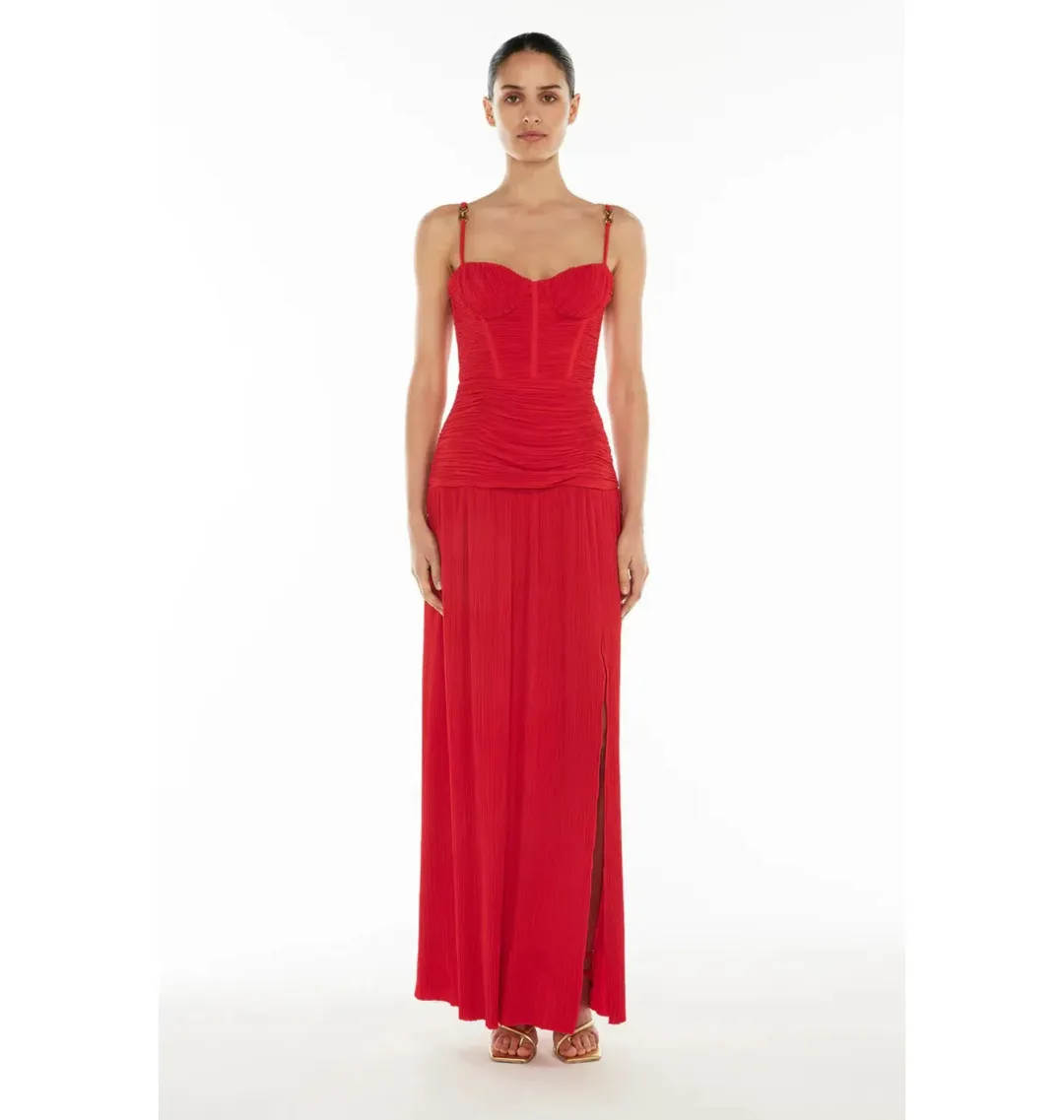 Manning Cartell Double Time Pleat Maxi Dress in Red Size AU 8 for rent on The Volte - main image