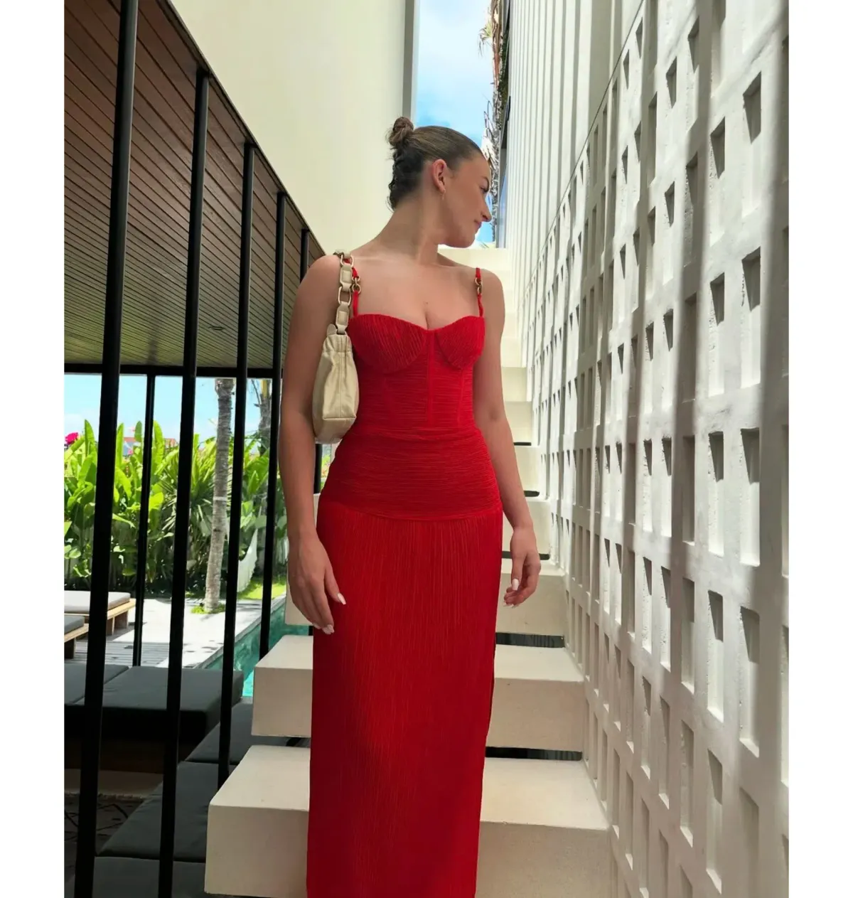 Manning Cartell Double Time Pleat Maxi Dress in Red Size AU 8 - Image 7