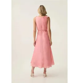 Aje Genesis Midi Dress Washed Coral Pink | Size S , Small , AU 8 for rent on The Volte - image 3