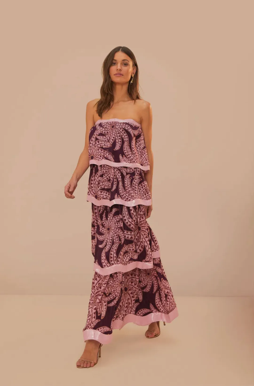 Farm Rio Bananada Midi Dress Burgundy Size XS / AU 8 for rent on The Volte - main image