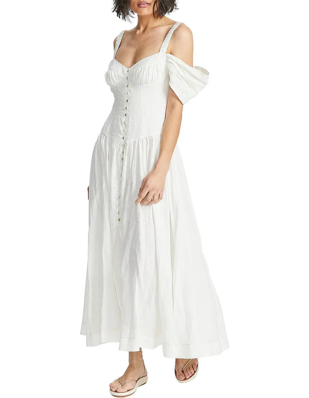 Alemais Ada Corset Midi Dress Ivory Size 6 for rent on The Volte - main image
