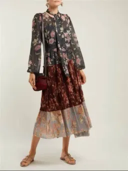 Zimmermann Unbridled Pleated Midi Dress Spliced Floral Print Size 1 / AU 10 for rent on The Volte - image 3