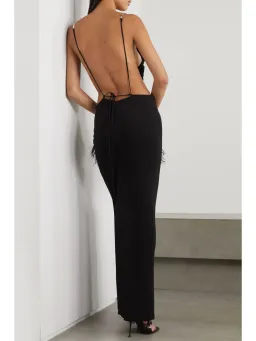 Christopher Esber Open Back Embellished Ruched Crepe Gown Black Size 10 for rent on The Volte - image 3