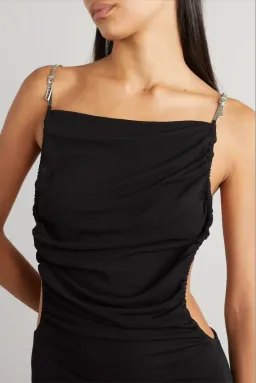 Christopher Esber Open Back Embellished Ruched Crepe Gown Black Size 10 for rent on The Volte - image 2
