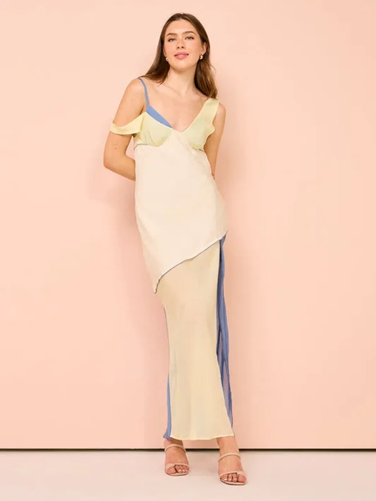 Sir The Label Thames Splice Midi Dress Ecru Multi Size 2 / AU 10 - Image 1
