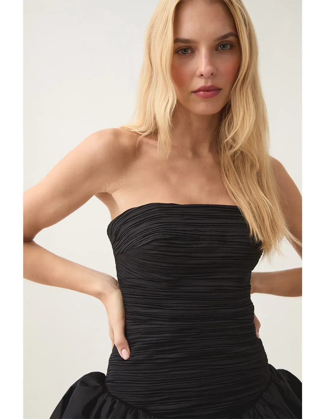 AJE Violette Bubble Hem Mini Dress Black Size 10 for rent on The Volte - main image