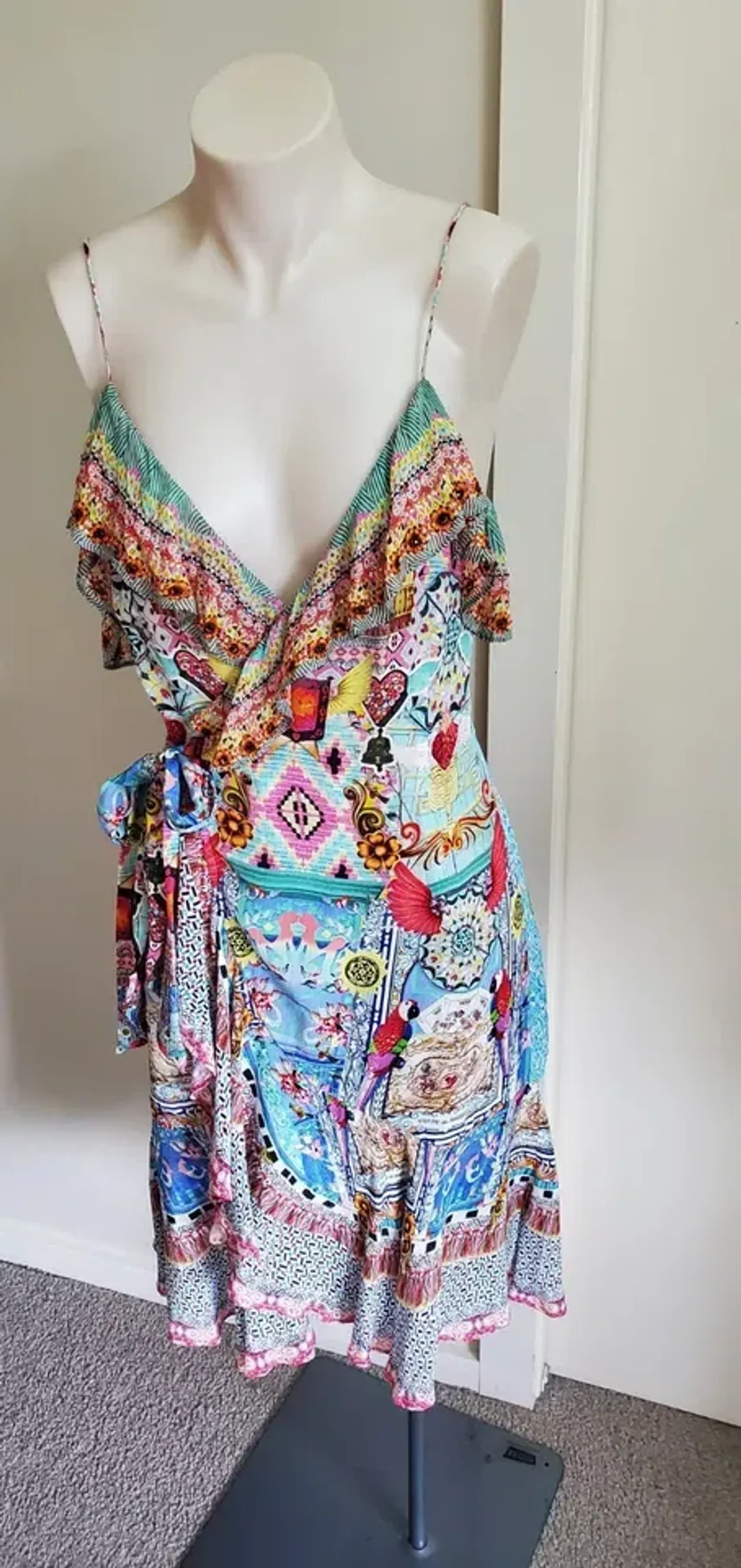 Camilla Silk Wrap Mini Dress size XS 8 AU sleeveless Close To My Heart Frill for rent on The Volte - main image