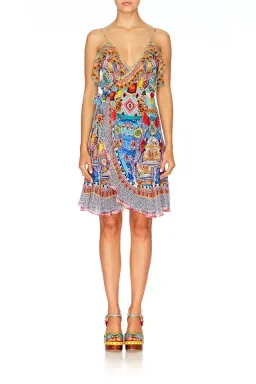 Camilla Silk Wrap Mini Dress size XS 8 AU sleeveless Close To My Heart Frill for rent on The Volte - image 9