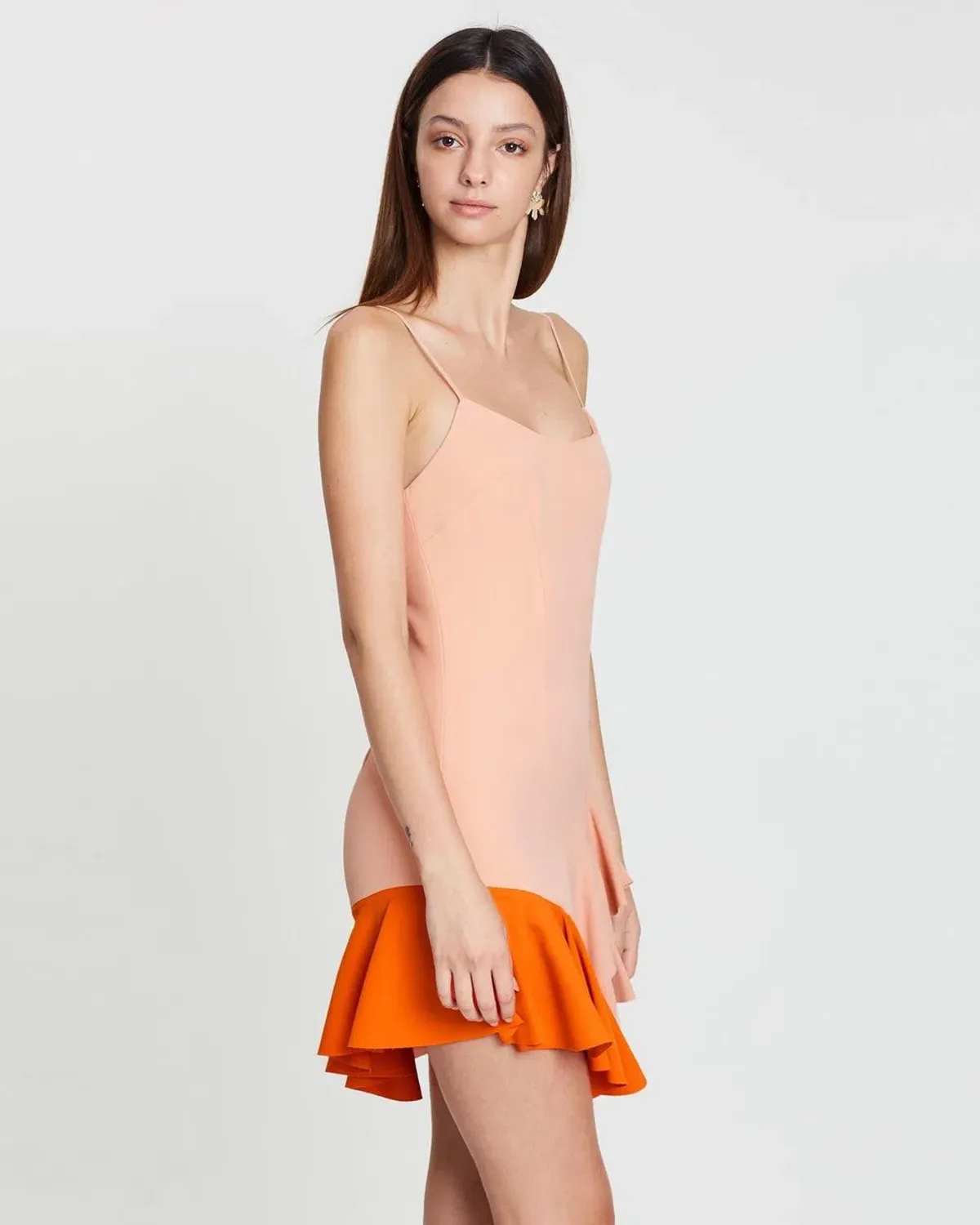 By Johnny Bambi Frill Ruffle Hem Mini Slip Dress Pink/Tangerine Size 14 - Image 3