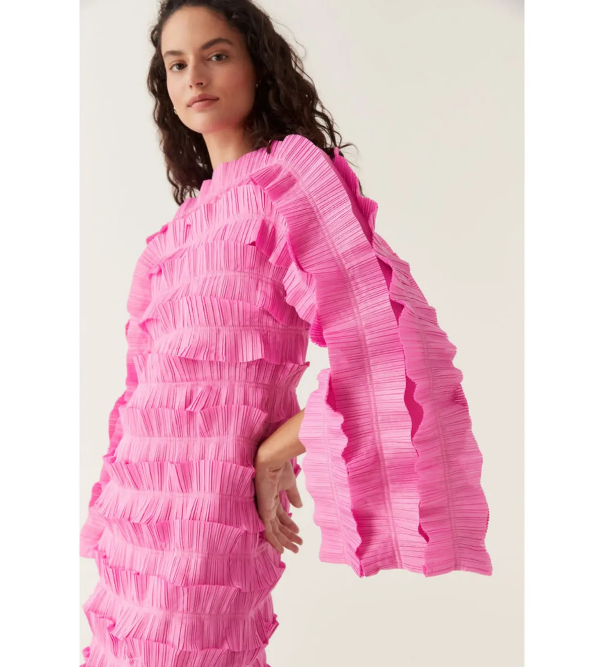 Aje Palladium Ruffled Midi Dress Pink Size 8 - Image 3