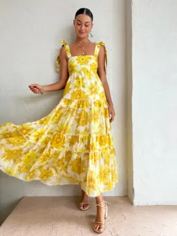 Alemais Sonny Midi Sundress in Lemon Size AU 6 for rent on The Volte - image 1