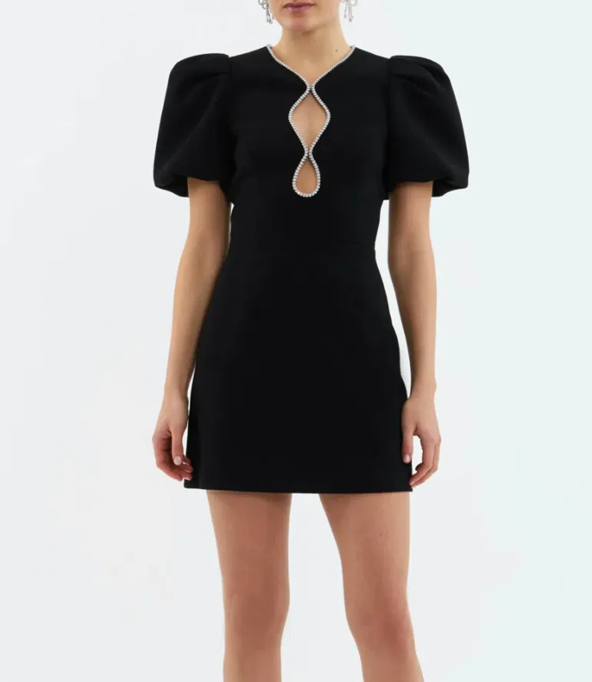 Rebecca Vallance Estella Puff Sleeve Mini Dress Black Size 10 - Image 2
