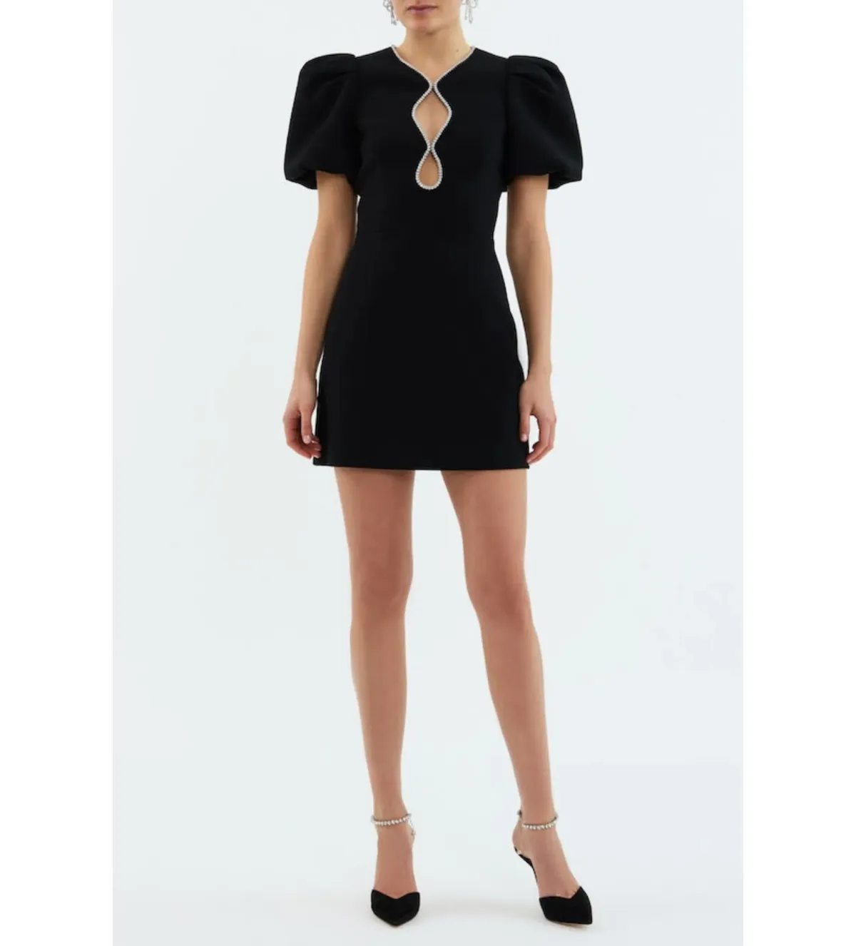 Rebecca Vallance Estella Puff Sleeve Mini Dress Black Size 10 - Image 1