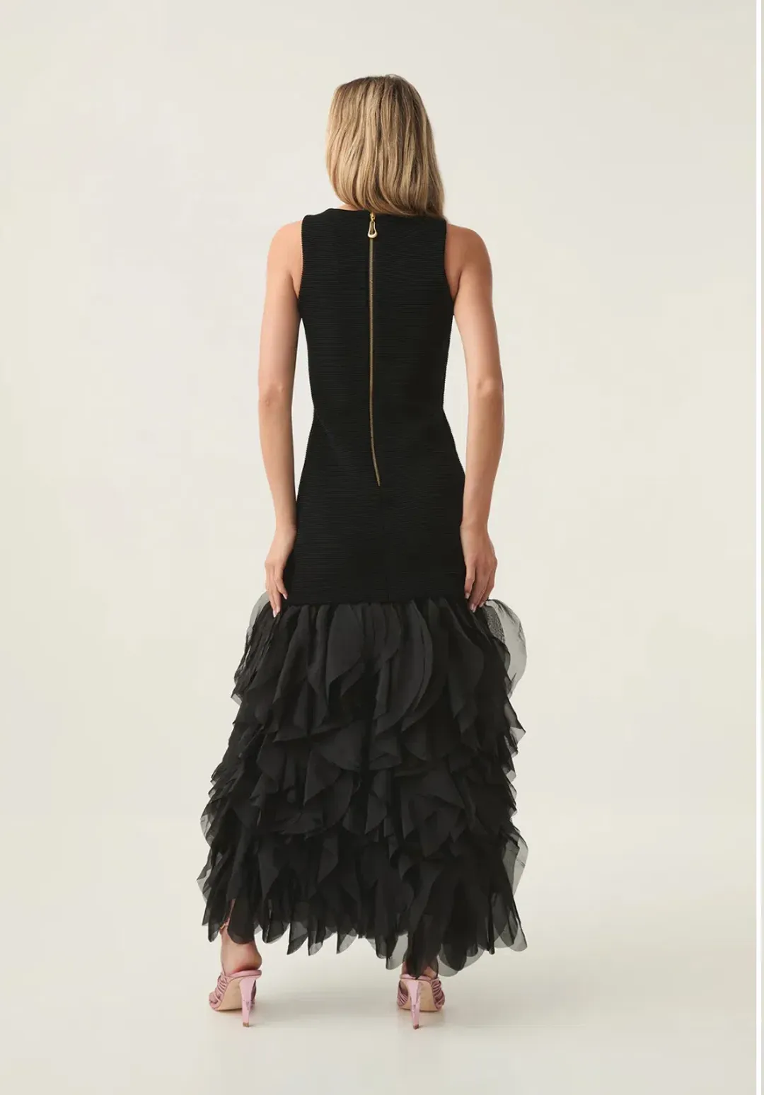 Aje Elations Knit Maxi Dress Black Size 14 for rent on The Volte - main image