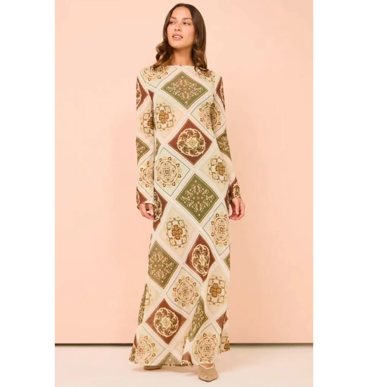 Hansen & Gretel Sundra Slip Dress in Evergreen Tile Size S / AU 8 - Image 1