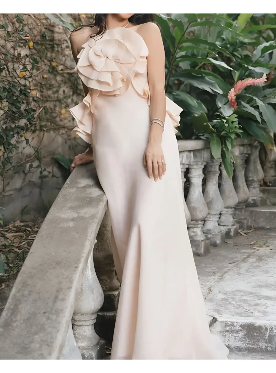 Zimmermann Crush Ruffle Halter Maxi Dress in Peach 0P / AU 6 for rent on The Volte - main image