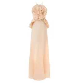 Zimmermann Crush Ruffle Halter Maxi Dress in Peach 0P / AU 6 for rent on The Volte - image 2