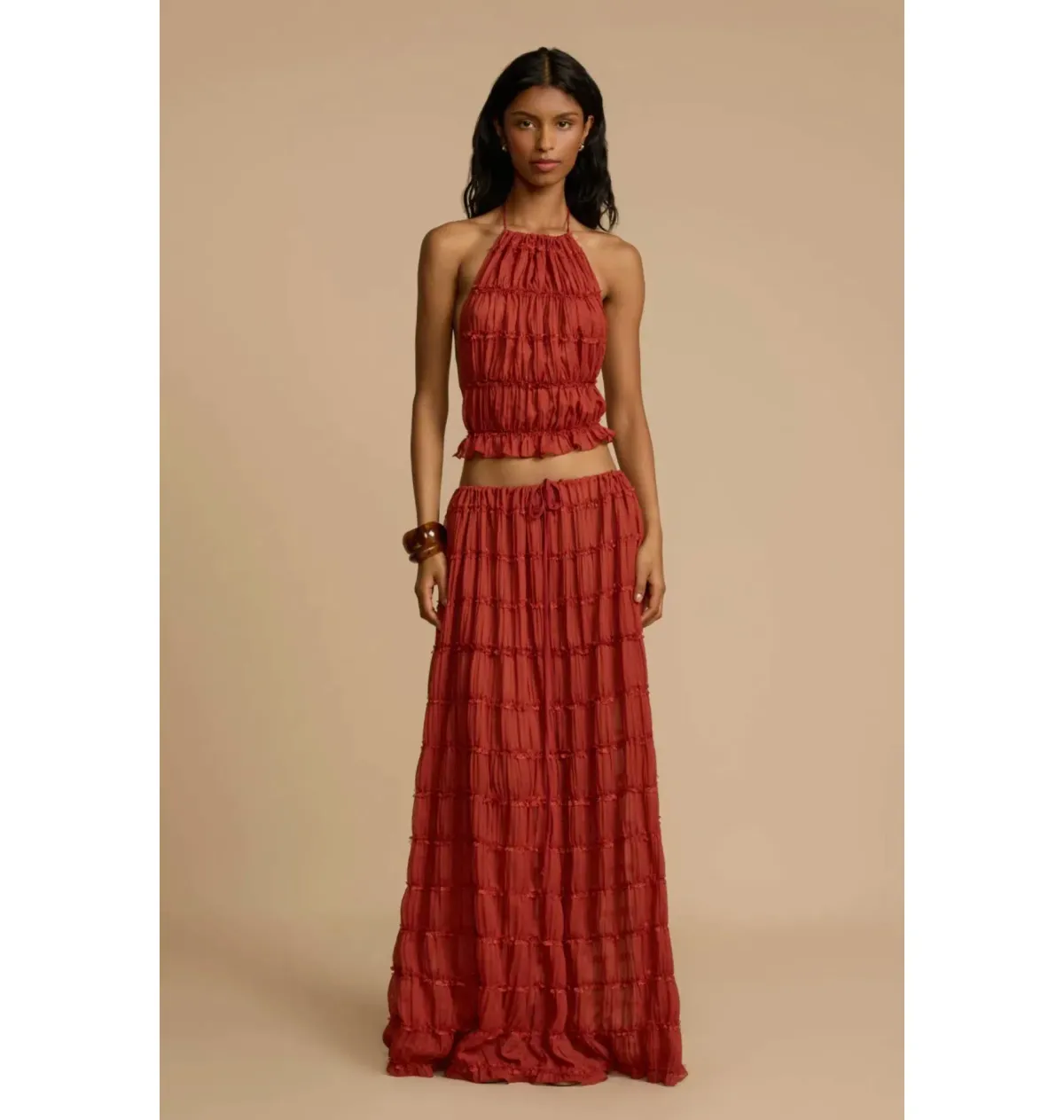 Arcina Ori Juliette Halter and Skirt Set in Red Size Small / AU 8 - Image 1