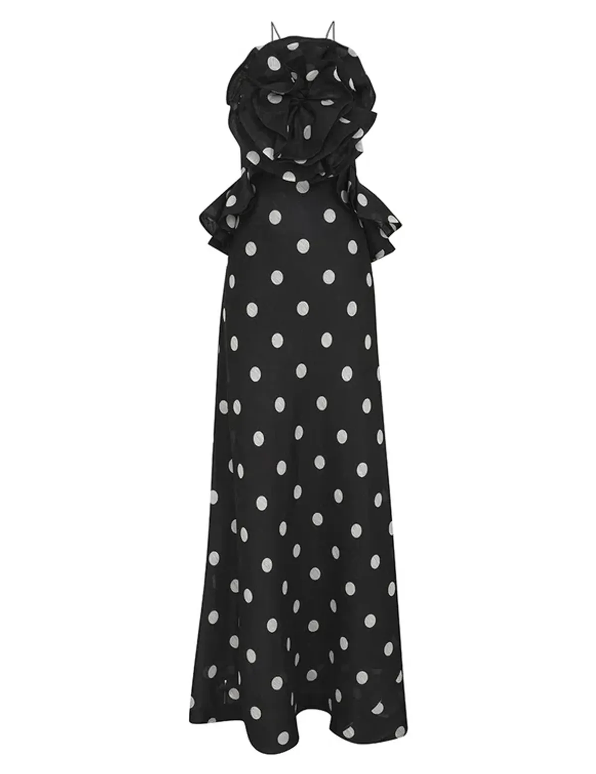 Zimmermann The Crush Ruffle Halter Maxi Dress in Black/Cream Dot Size 1 / AU 10 - Image 3