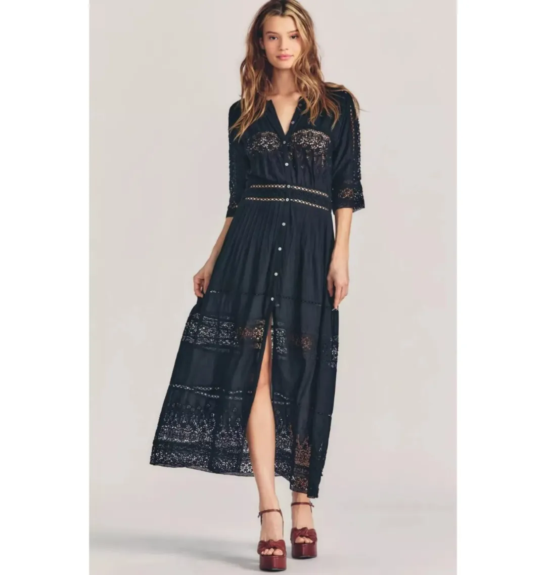Love Shack Fancy Maxi Dress in Black Size Small / AU 8 for rent on The Volte - main image