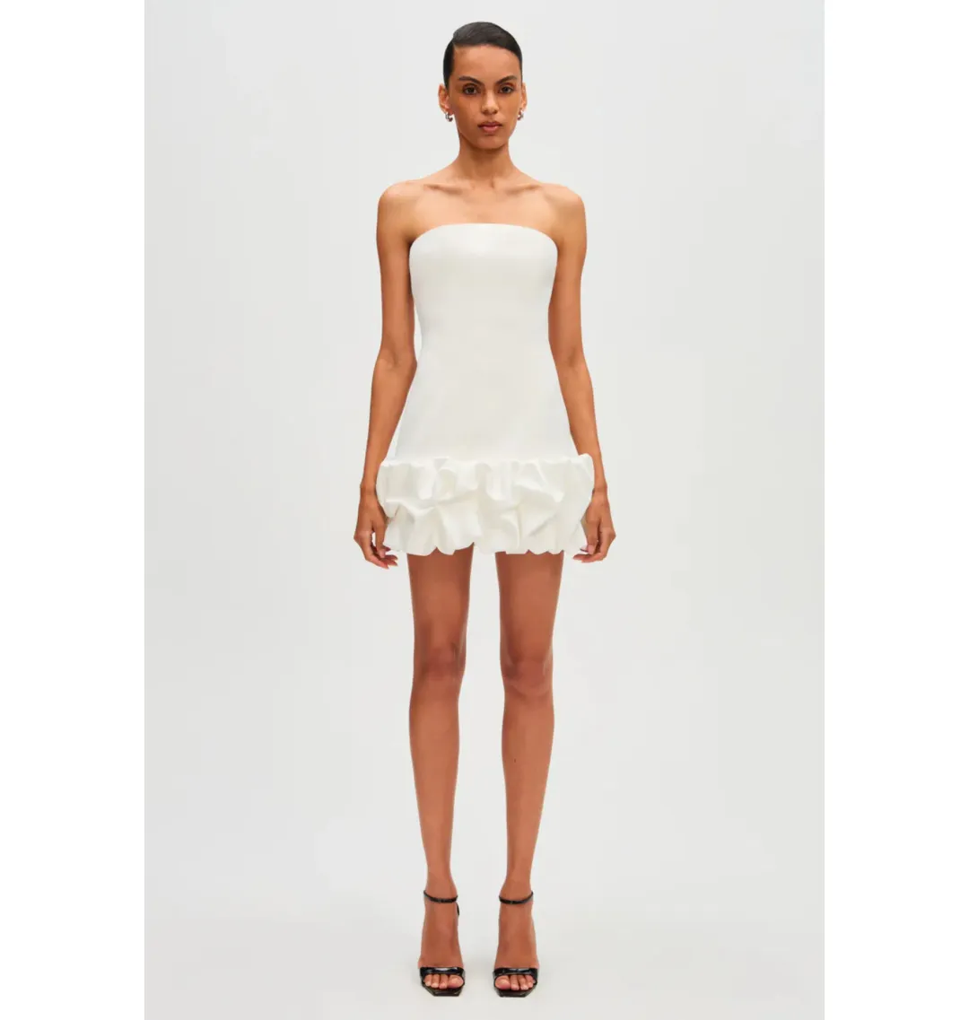 Misha The Saphira Crepe Mini Dress Ivory Size 10 for rent on The Volte - main image