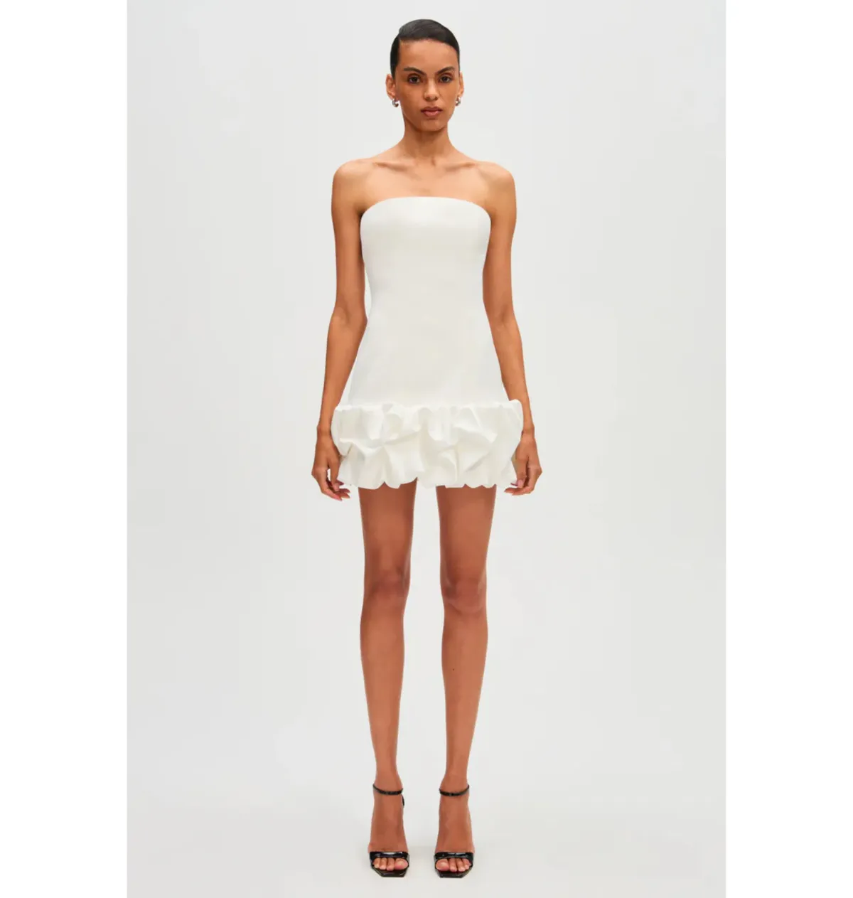 Misha The Saphira Crepe Mini Dress Ivory Size 10 for rent on The Volte - main image