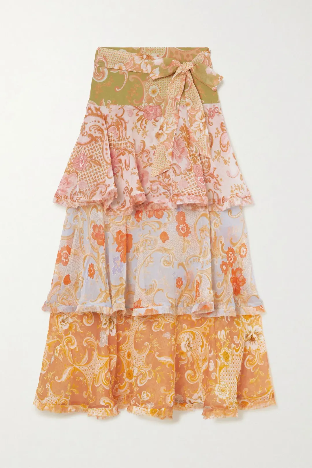 Zimmermann Postcard Ruffled Mini Skirt Mixed Swirl Floral Size 0P / AU 6 for rent on The Volte - main image