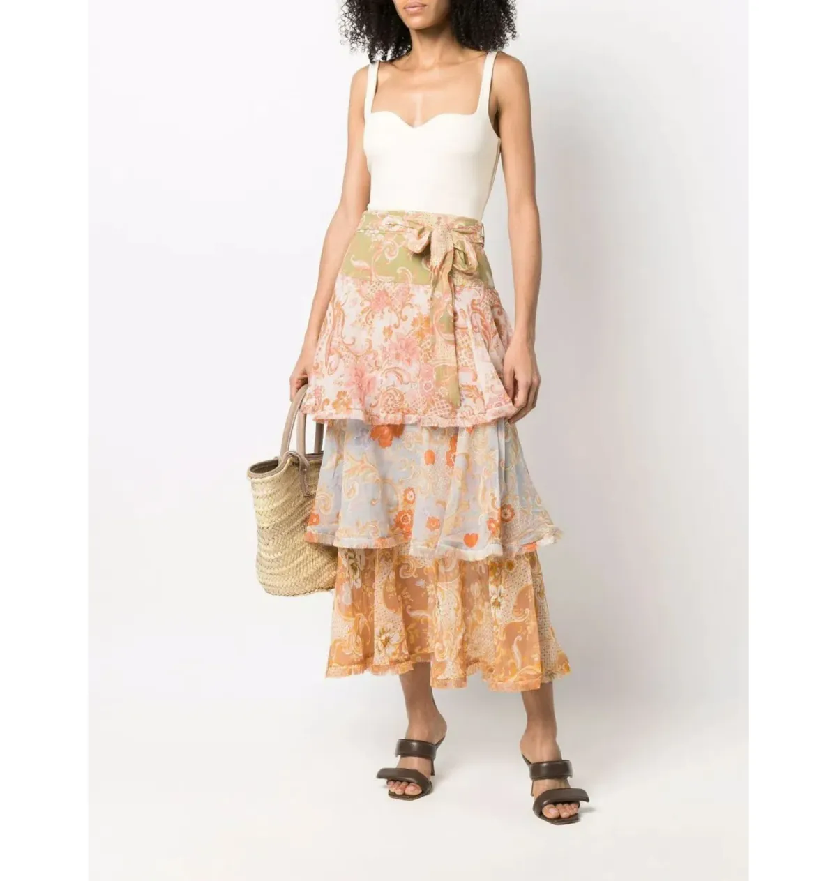 Zimmermann Postcard Ruffled Mini Skirt Mixed Swirl Floral Size 0P / AU 6 for rent on The Volte - main image
