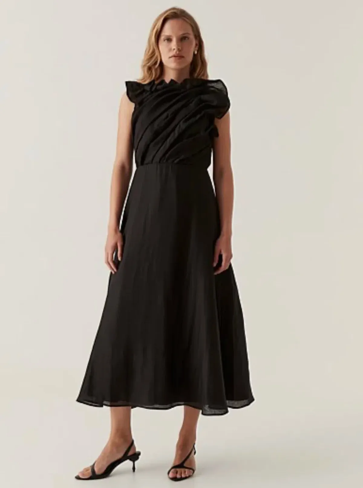 Aje Genesis Midi Black Dress Black Size AU 8 for rent on The Volte - main image