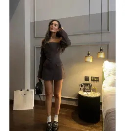 Sir The Label Sandrine Tailored Mini Dress Chocolate Size AU 8 for rent on The Volte - image 4