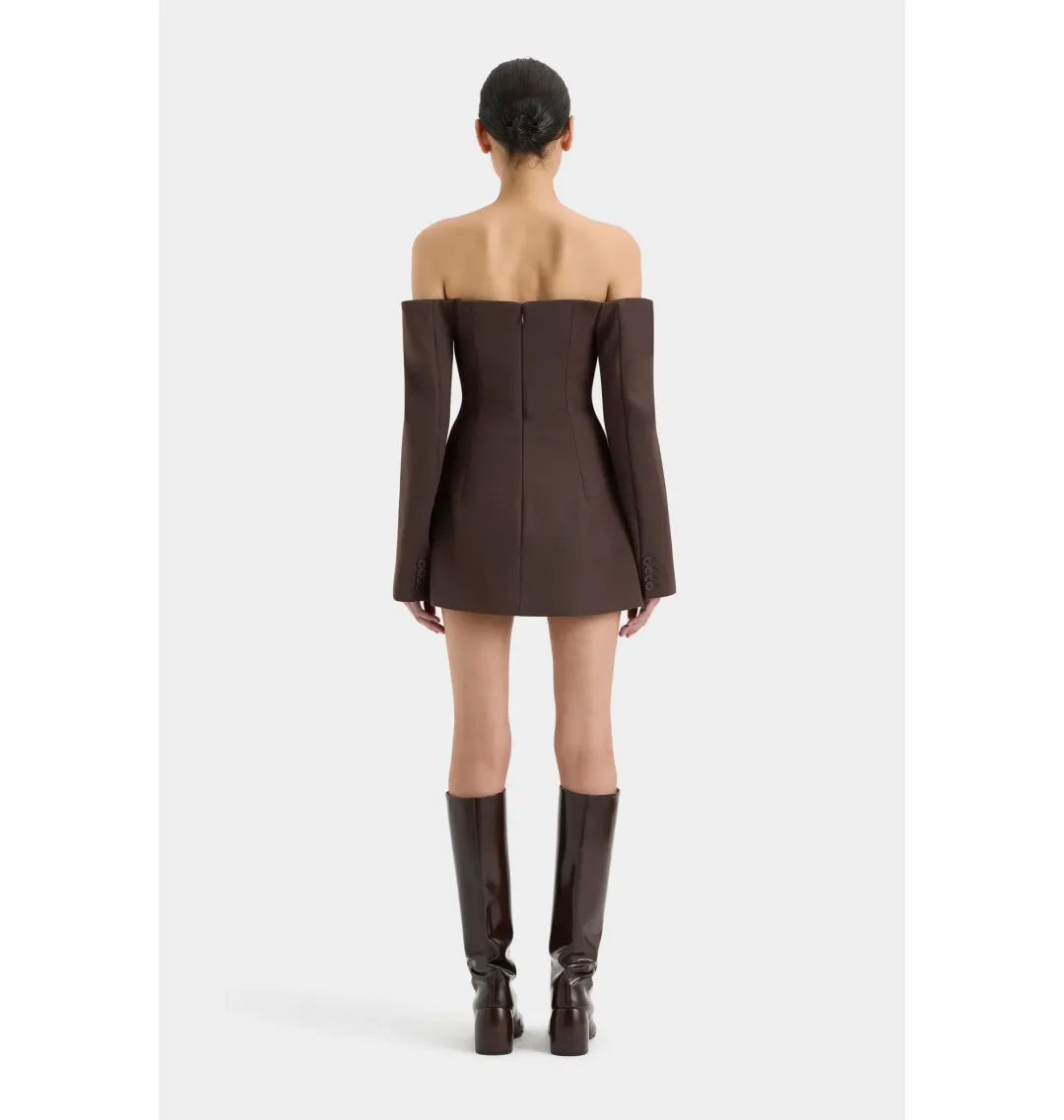 Sir The Label Sandrine Tailored Mini Dress Chocolate Size AU 8 for rent on The Volte - main image