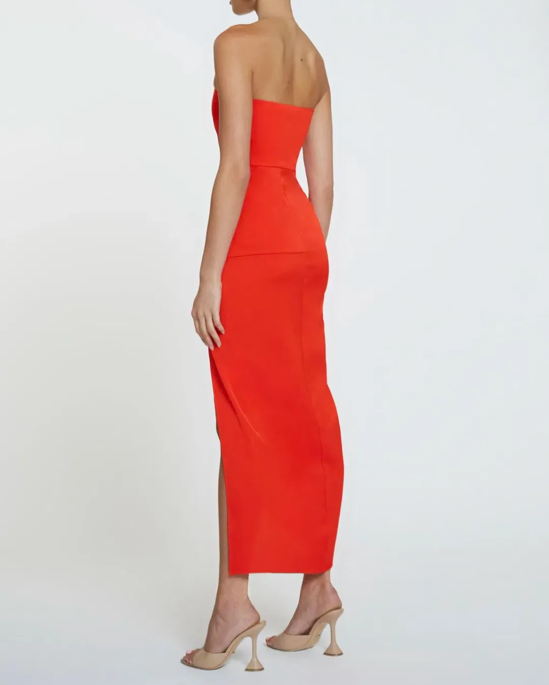 By Johnny The Lotus Strapless Midi Dress Red Size 6 for rent on The Volte - main image