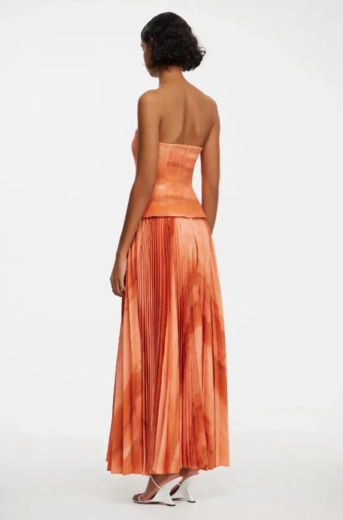 Acler Brayswick Midi Dress Melon Watercolour Size 12 - Image 3