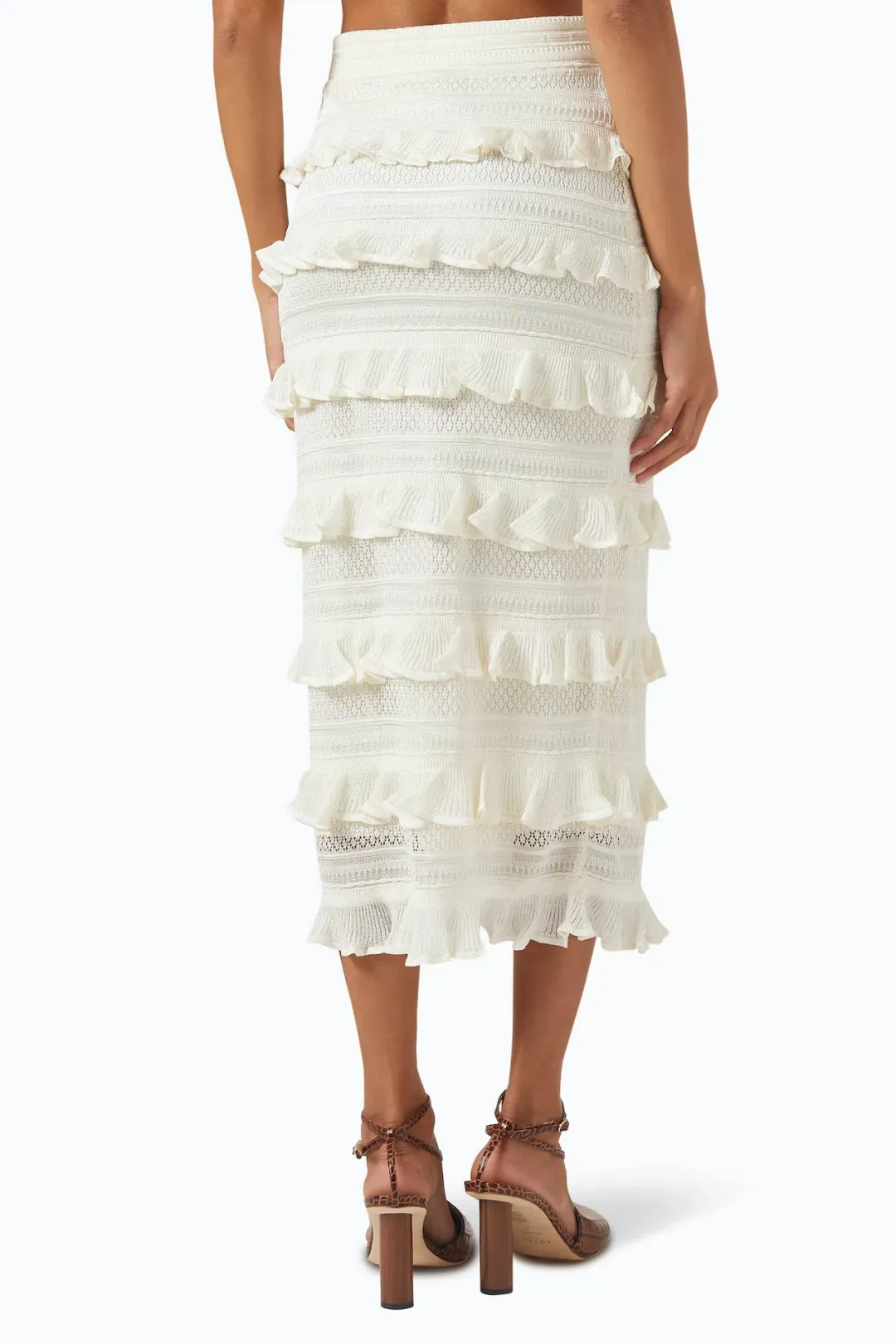 Zimmermann Wonderland Frilled Lace Top and Midi Skirt Set White Size 0 / AU 8 for rent on The Volte - main image