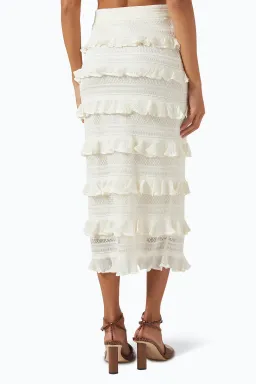 Zimmermann Wonderland Frilled Lace Top and Midi Skirt Set White Size 0 / AU 8 for rent on The Volte - image 4