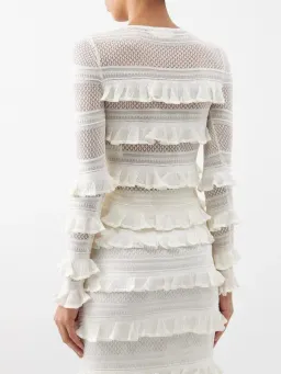 Zimmermann Wonderland Frilled Lace Top and Midi Skirt Set White Size 0 / AU 8 for rent on The Volte - image 3