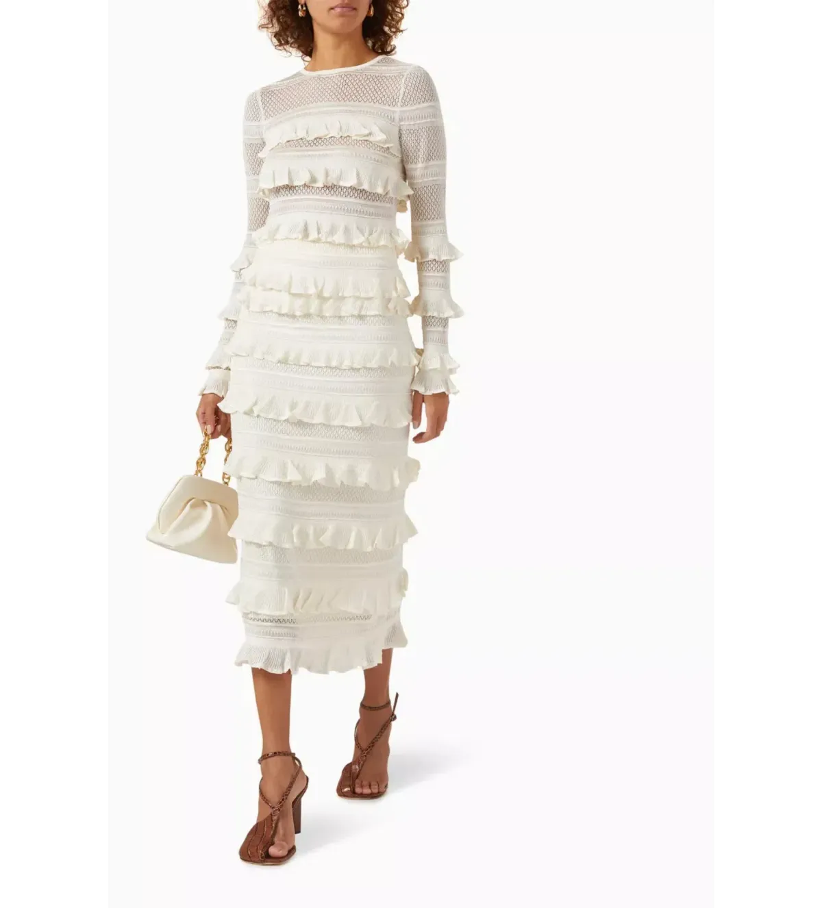 Zimmermann Wonderland Frilled Lace Top and Midi Skirt Set White Size 0 / AU 8 - Image 6
