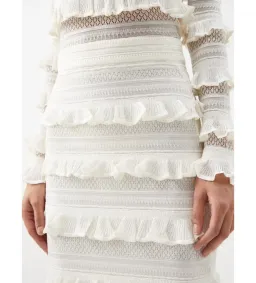 Zimmermann Wonderland Frilled Lace Top and Midi Skirt Set White Size 0 / AU 8 for rent on The Volte - image 5