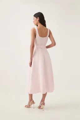 Aje Clay Belted Midi Dress in Pastel Pink Size AU 8 for rent on The Volte - image 3