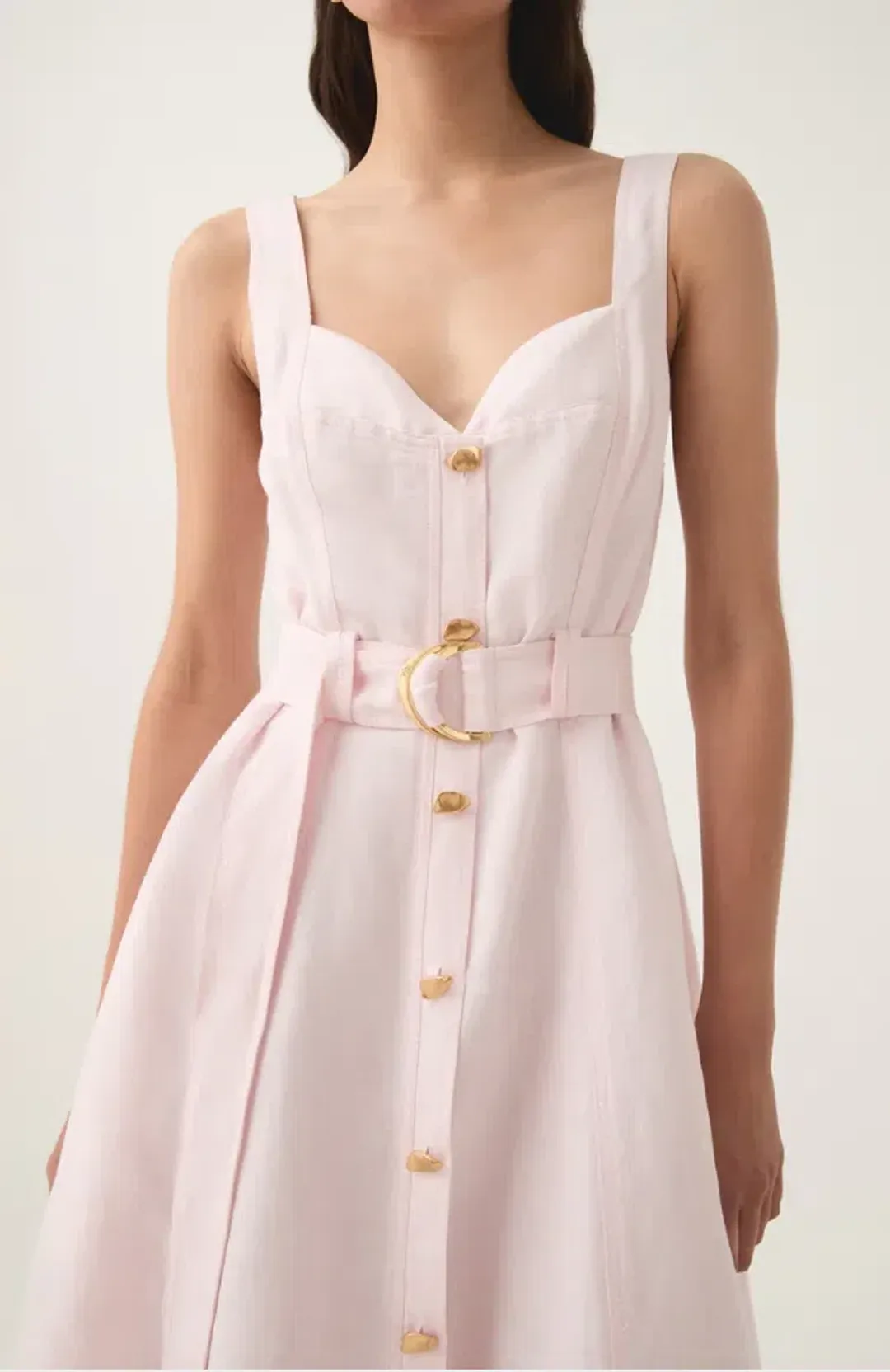 Aje Clay Belted Midi Dress in Pastel Pink Size AU 8 for rent on The Volte - main image