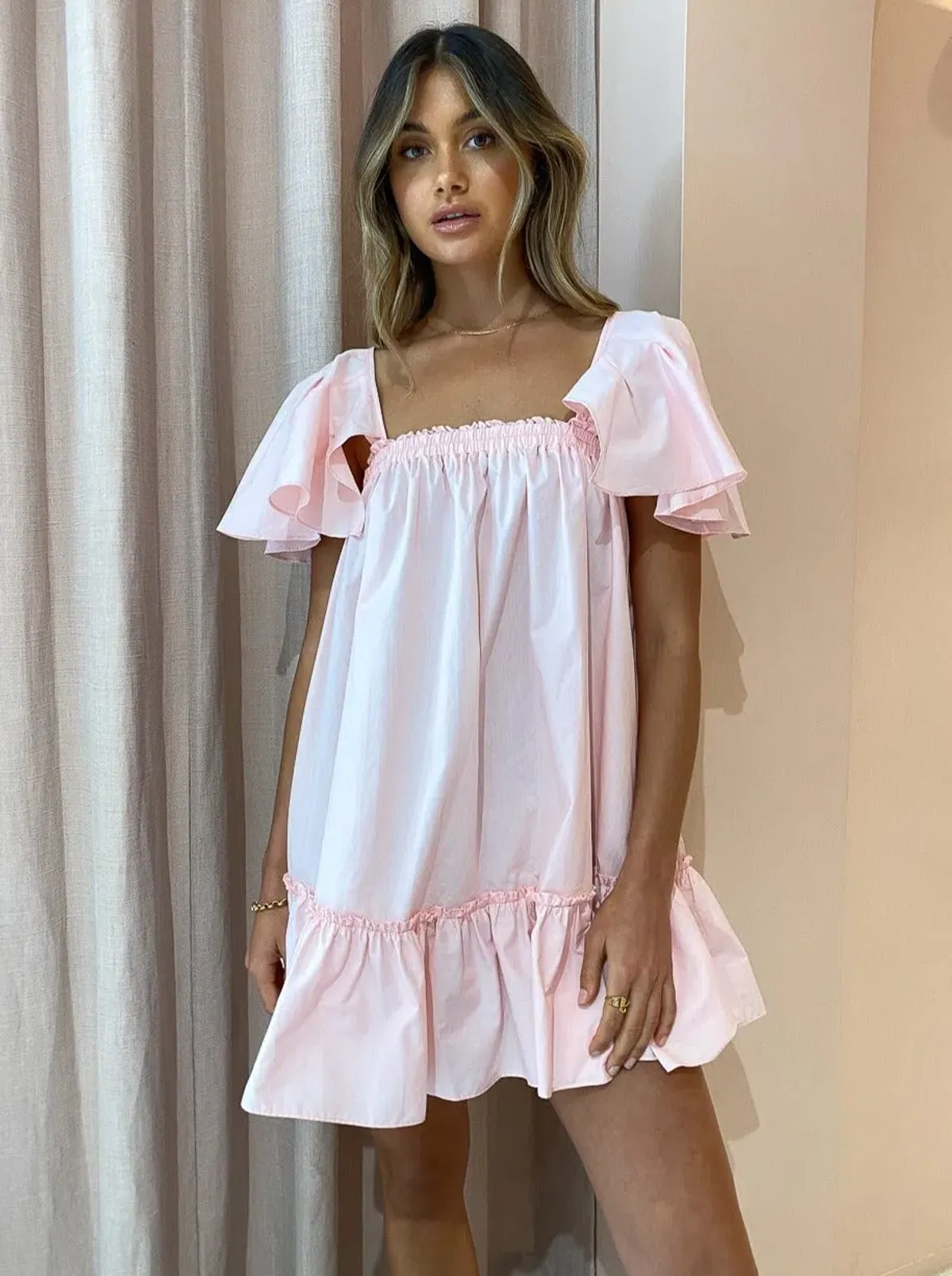 Blanca Studios Filomena Mini Dress Pink One Size baby Babydoll flare - Image 2